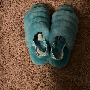 UGG Fluffy Blue Slippers